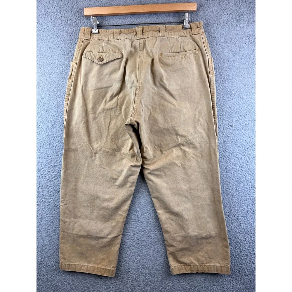Vintage 70s Sears Active Sportswear Mens Tan Canvas Work Pants Carpenter 34x26